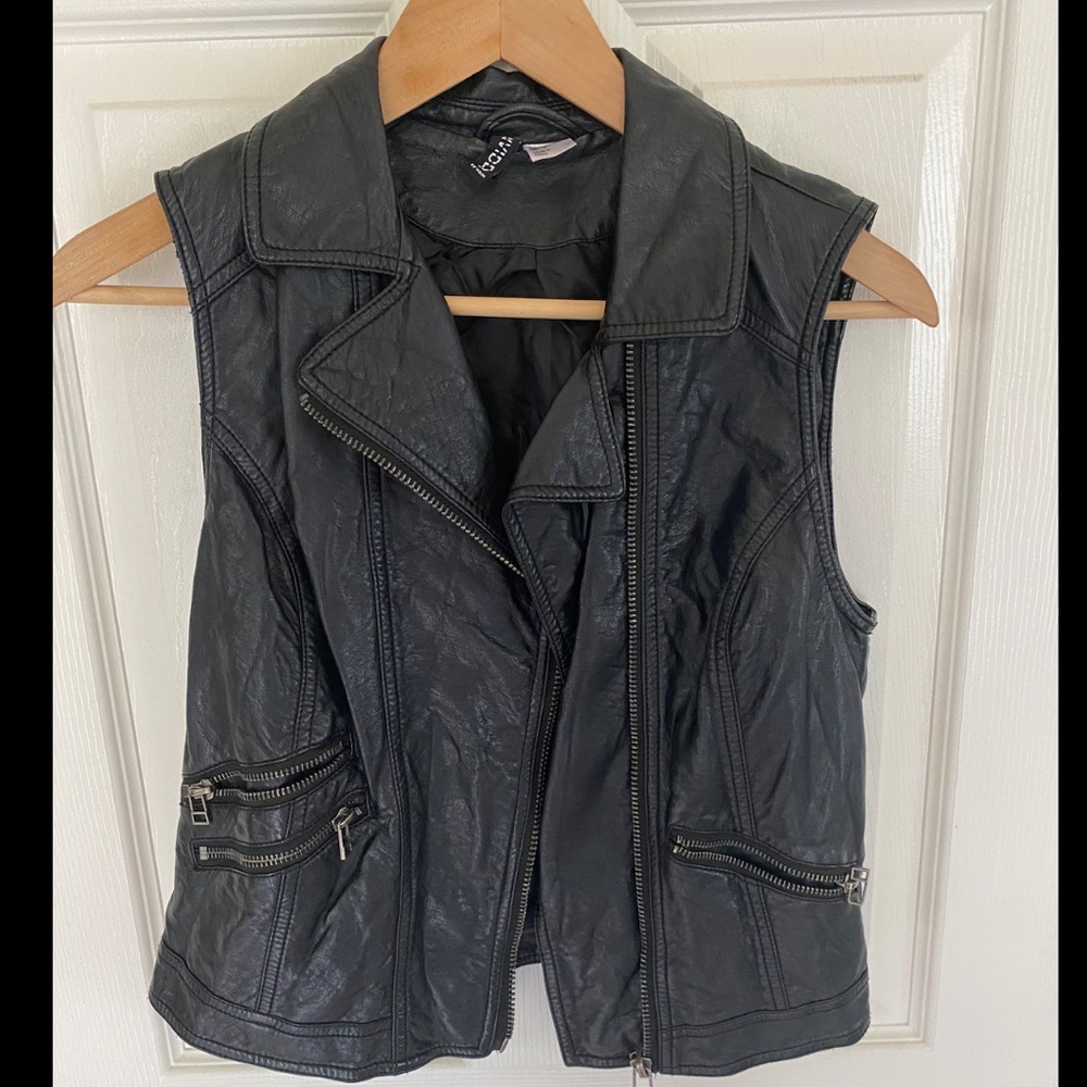 Black H&M Leather Vest - Size 6, only worn twice